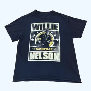 Willie Nelson Black Graphic Tee Concert T-Shirt Womans Small